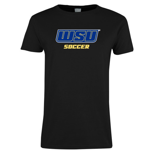  Womens Black Short Sleeve Tee - Soccer