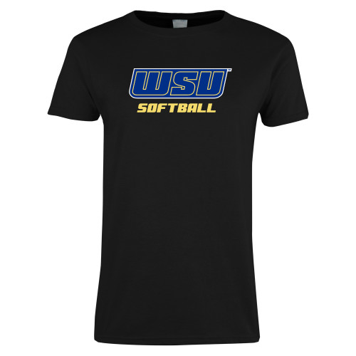  Womens Black Short Sleeve Tee - Softball