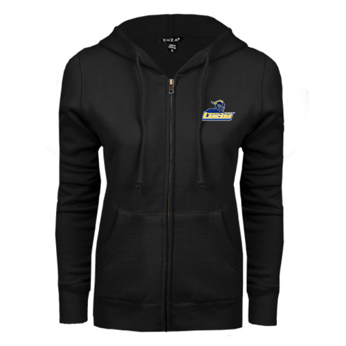  ENZA Womens Black Fleece Full Zip Hoodie - Primary Mark