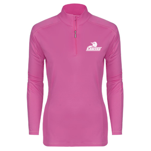  Syntrel Womens Raspberry Interlock 1/4 Zip - Primary Mark