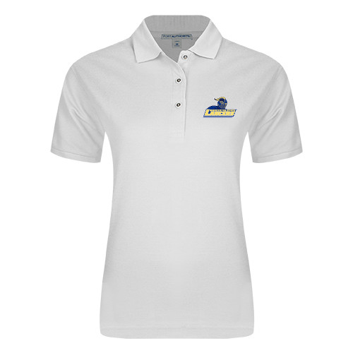  Womens Silk Touch White Pique Polo - Primary Mark