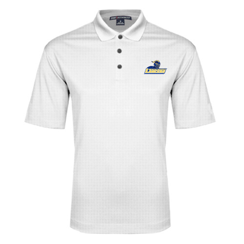  White Performance Fine Jacquard Polo - Primary Mark