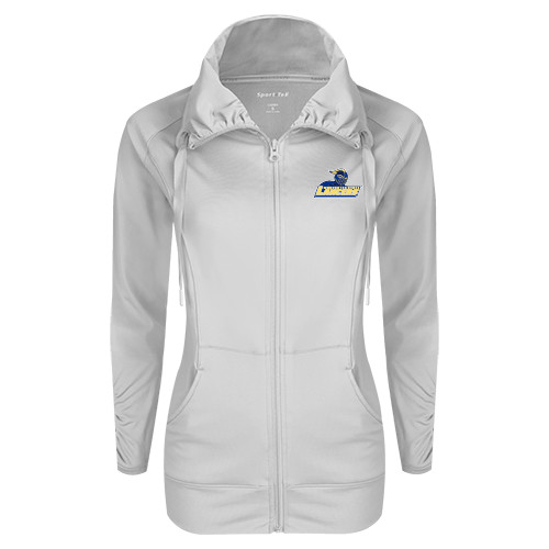  Womens White Sport Wick Stretch Full Zip Jacket - Primary Mark