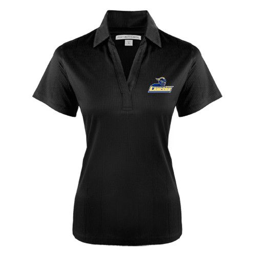  Womens Black Performance Fine Jacquard Polo - Primary Mark