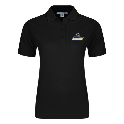  Womens Silk Touch Black Pique Polo - Primary Mark