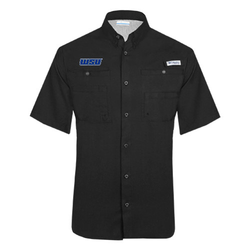  Columbia Black Tamiami Performance Short Sleeve Shirt - WSU
