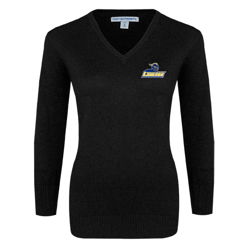  Womens Black VNeck Sweater - Primary Mark