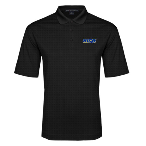  Black Performance Fine Jacquard Polo - WSU