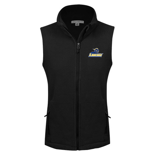  Womens Black Fleece Full Zip Vest - Primary Mark
