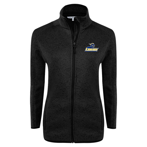  Womens Black Heather Fleece Jacket - Primary Mark
