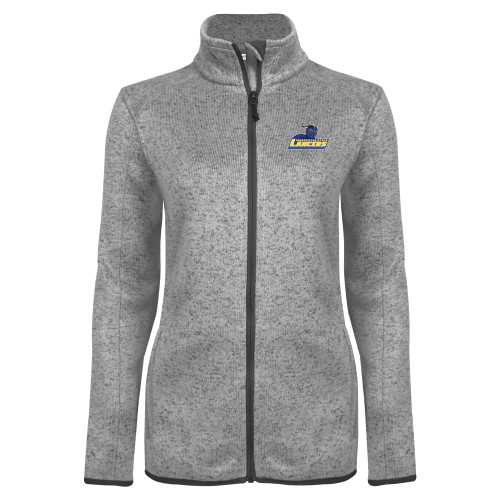  Womens Grey Heather Fleece Jacket - Primary Mark