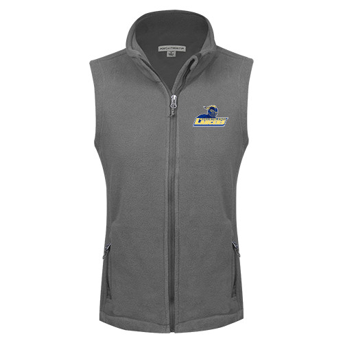  Womens Charcoal Fleece Full Zip Vest - Primary Mark