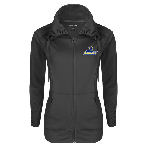  Womens Charcoal Sport Wick Stretch Full Zip Jacket - Primary Mark