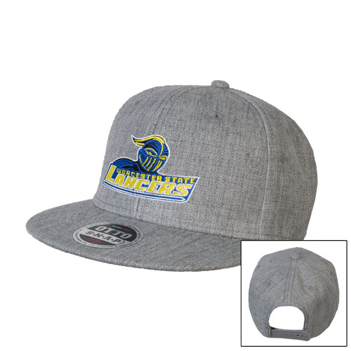  Heather Grey Wool Blend Flat Bill Snapback Hat - Primary Mark