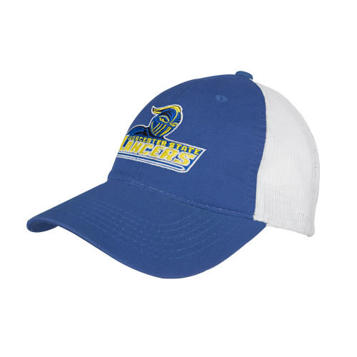  Royal/White Mesh Back Unstructured Low Profile Hat - Primary Mark