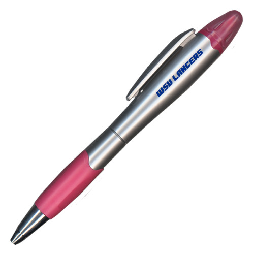  Silver/Pink Blossom Pen/Highlighter - WSU Lancers