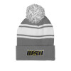 Thumbnail image for  Grey/White Two Tone Knit Pom Beanie w/Cuff