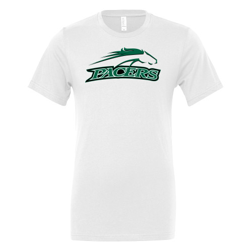  Bella + Canvas White Jersey Cotton T Shirt - Arched Pacers w/ Pacer
