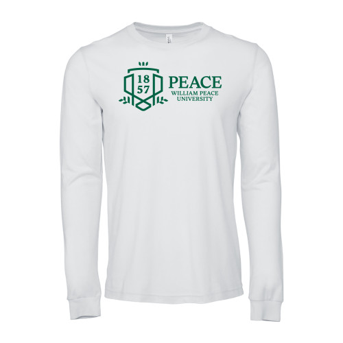  Bella + Canvas White Jersey Cotton Long Sleeve T Shirt - Formal Shield Horizontal