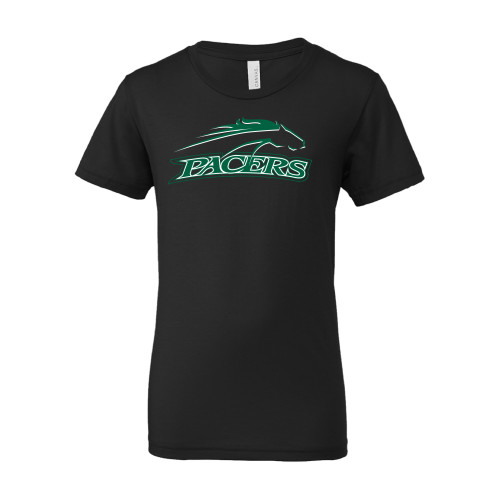  Bella + Canvas Youth Black Jersey T Shirt - Arched Pacers w/ Pacer
