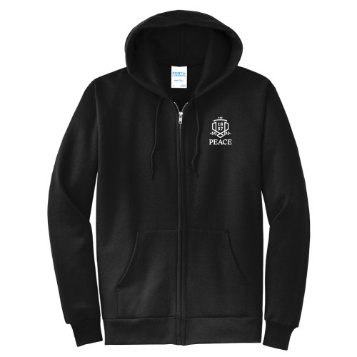  Extended Black Fleece Full Zip Hoodie - Primary Shield Vertical