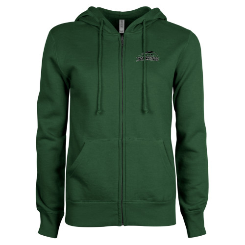  ENZA Womens Dark Green Fleece Full Zip Hoodie - Arched Pacers w/ Pacer