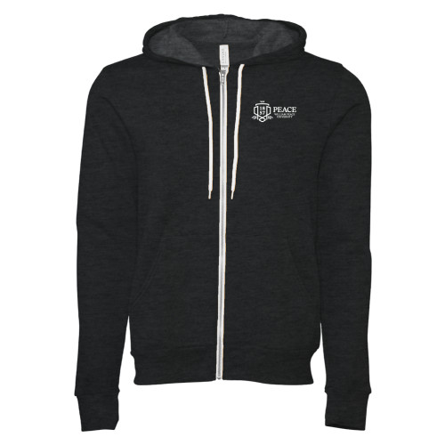  Bella + Canvas Dark Grey Heather Full Zip Hood - Formal Shield Horizontal