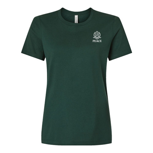  Bella + Canvas Womens Forest Green Relaxed Cotton T Shirt - Primary Shield Vertical