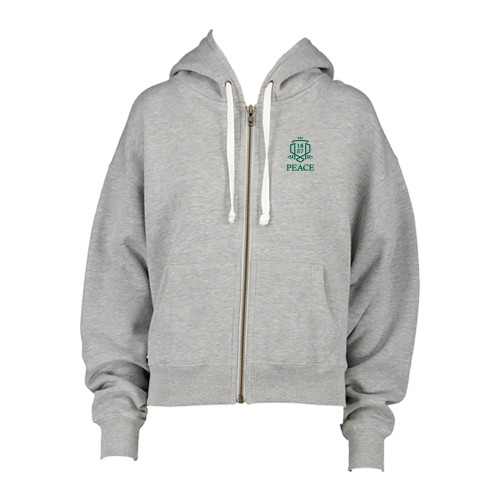  ENZA Womens Grey Boxy Full Zip Hood - Primary Shield Vertical