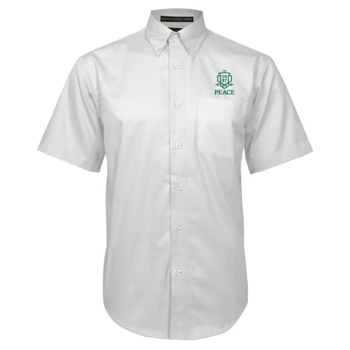  White Twill Button Down Short Sleeve - Primary Shield Vertical