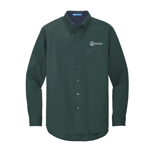  Dark Green Twill Button Down Long Sleeve - Primary Shield Horizontal