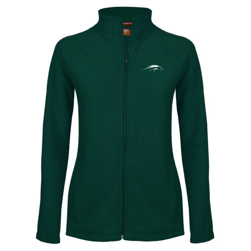  Womens Dark Green Fleece Full Zip Jacket - William Peace University Pacer Head