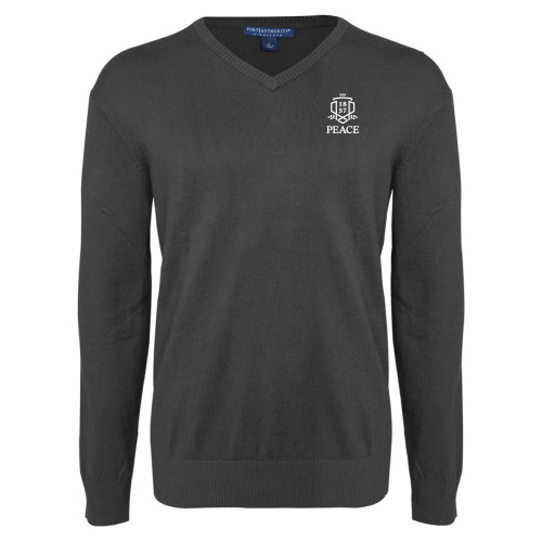  Charcoal Heather VNeck Sweater - Primary Shield Vertical