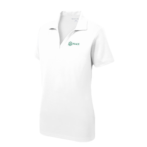  Womens White Dry Mesh Polo - Primary Shield Horizontal