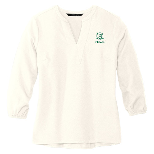  Mercer + Mettle Womens Ivory 3/4 Sleeve Crepe Blouse - Primary Shield Vertical