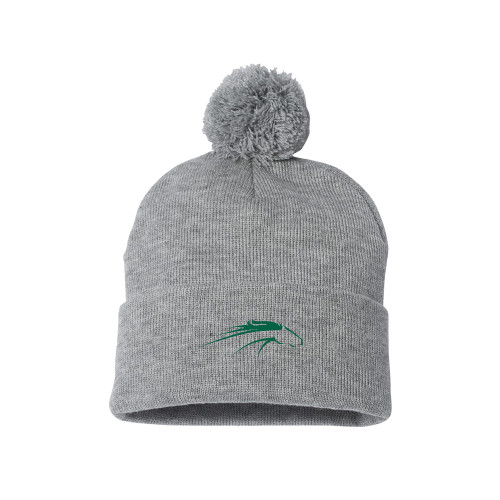  Sportsman Heather Grey Pom Pom Cuffed Beanie - William Peace University Pacer Head