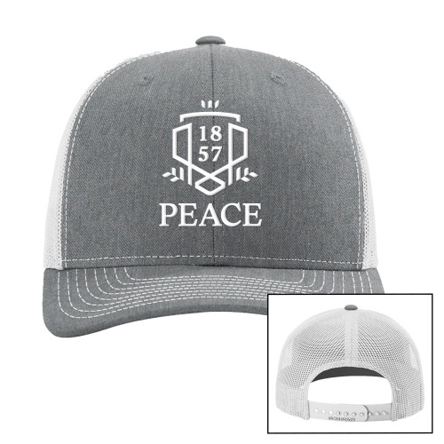  Richardson Heather Grey/Light Grey Trucker Hat - Primary Shield Vertical