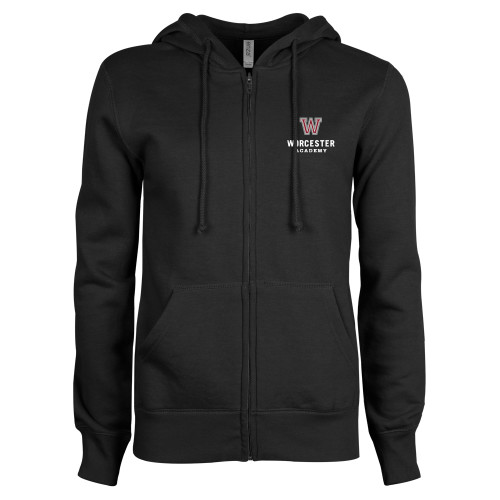 Worcester Academy ENZA Womens Black Fleece Full Zip Hoodie