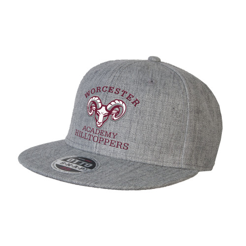  Heather Grey Wool Blend Flat Bill Snapback Hat - Primary Mark
