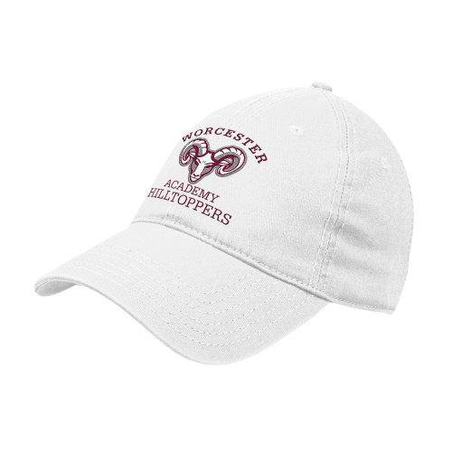  White Unstructured Adjustable Low Profile Hat - Primary Mark