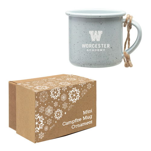  White Mini Campfire Mug Ornament - Worcester Academy  Engraved