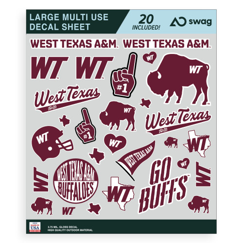  Large Multi Use Decal Sheet - West Texas A&M University Large Sticker Sheet