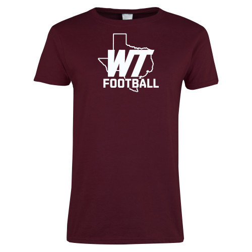  Womens Maroon Short Sleeve Tee - WT Texas Football