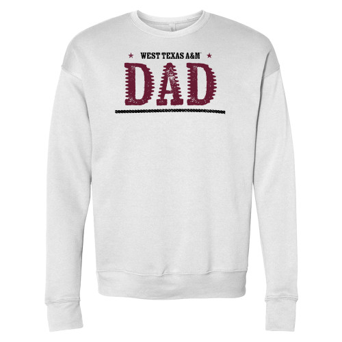  Bella + Canvas White Fleece Crew - West Texas A&M Dad