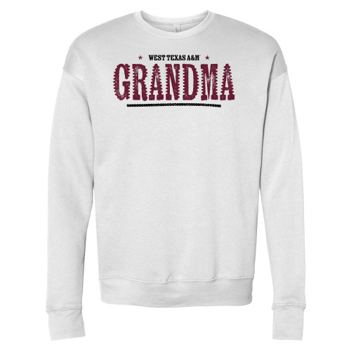  Bella + Canvas White Fleece Crew - West Texas A&M Grandma