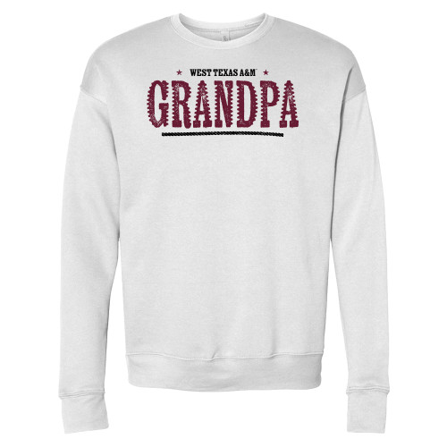  Bella + Canvas White Fleece Crew - West Texas A&M Grandpa