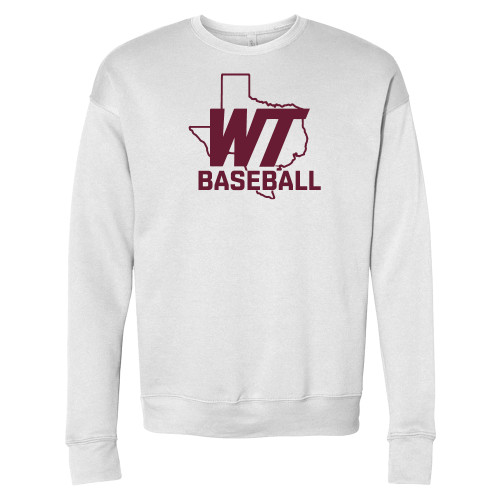  Bella + Canvas White Fleece Crew - WT Texas Baseball