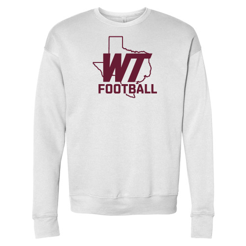  Bella + Canvas White Fleece Crew - WT Texas Football