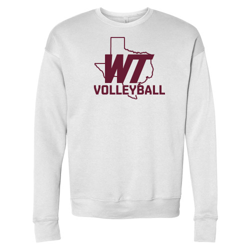  Bella + Canvas White Fleece Crew - WT Texas Volleyball