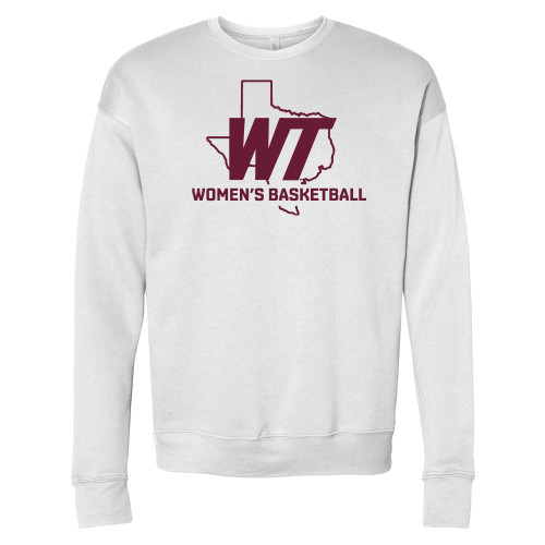  Bella + Canvas White Fleece Crew - WT Texas Womens Basketball